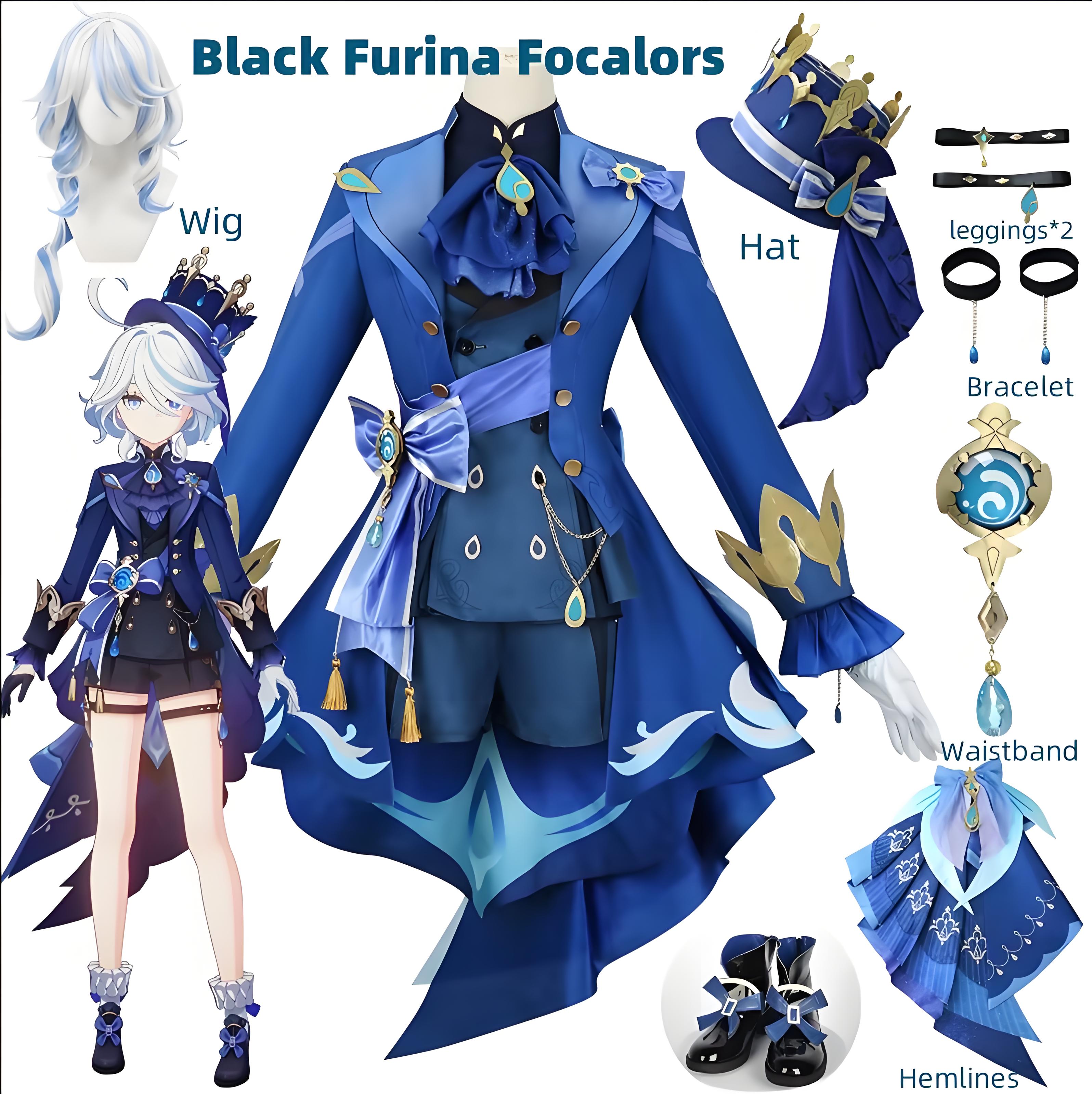 Cosplay Anime Black Hair - Furina Cosplay Costume Wig Hair Impact