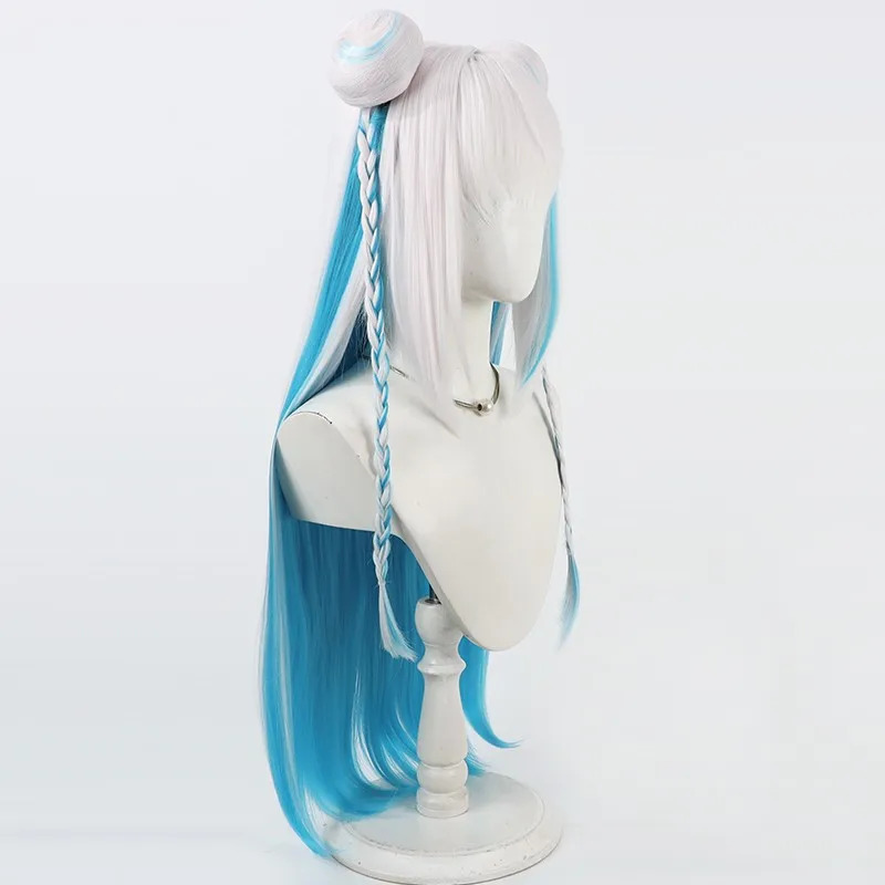 Anime Cosplay Blue Hair - Synthetic Hair Cosplay Wigs With Buns