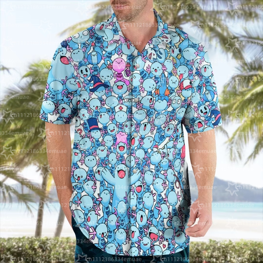 Quick Anime Cosplay - 2026 Anime Mudkip Blue Hawaiian Shirt