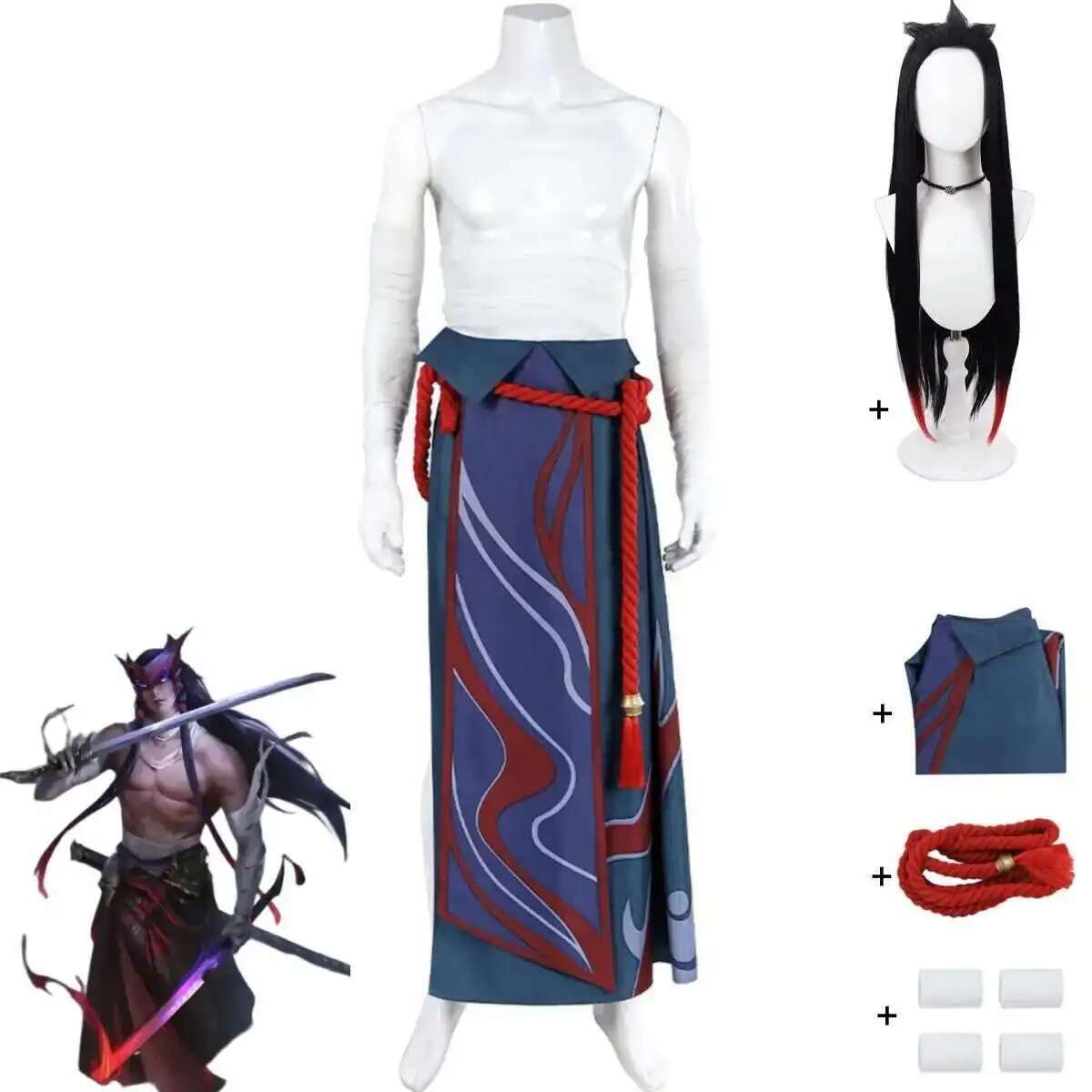 Anime Cosplay Mujer - Game LOL Unforgotten Yone Cosplay Costume