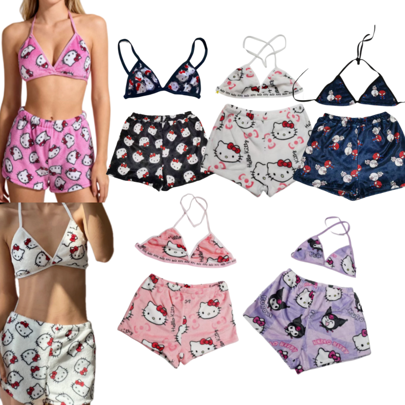 Anime Cosplay Duo - Girl Bikini Bra Shorts Hello Kitty