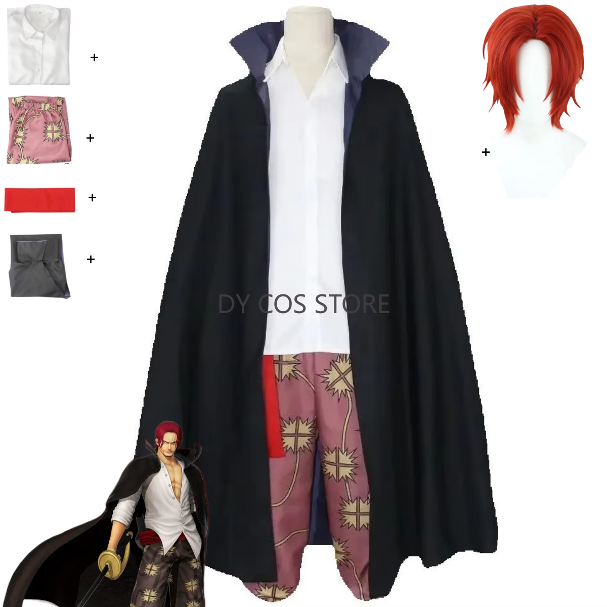 Cosplay Anime Black Hair - Anime Red Hair Shanks Cosplay Costume