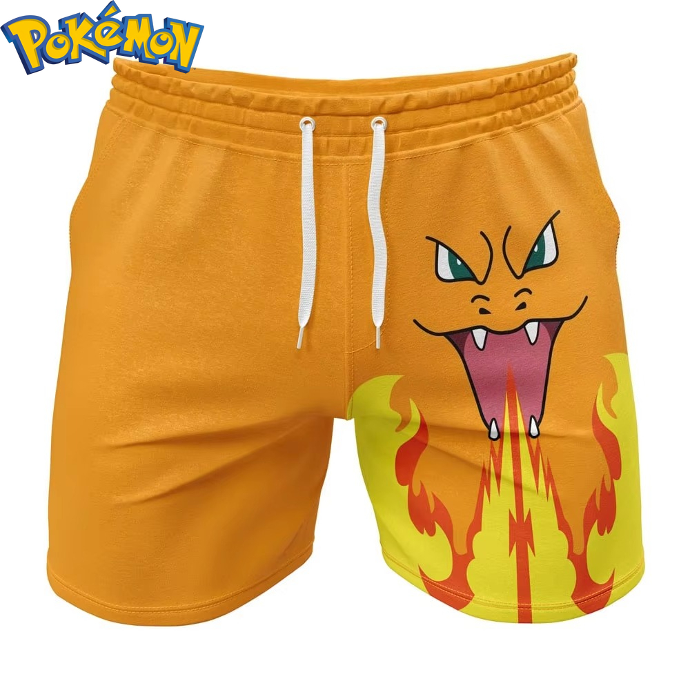 Quick Anime Cosplay - 2026 Pokemon Charizard No-Pocket Beach Shorts,